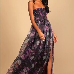 Elegant Floral Strapless Dress